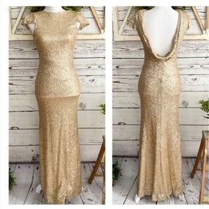 Beautiful Long gold Sequin Evening Gown Sorella Vita size 12 New Year's Eve